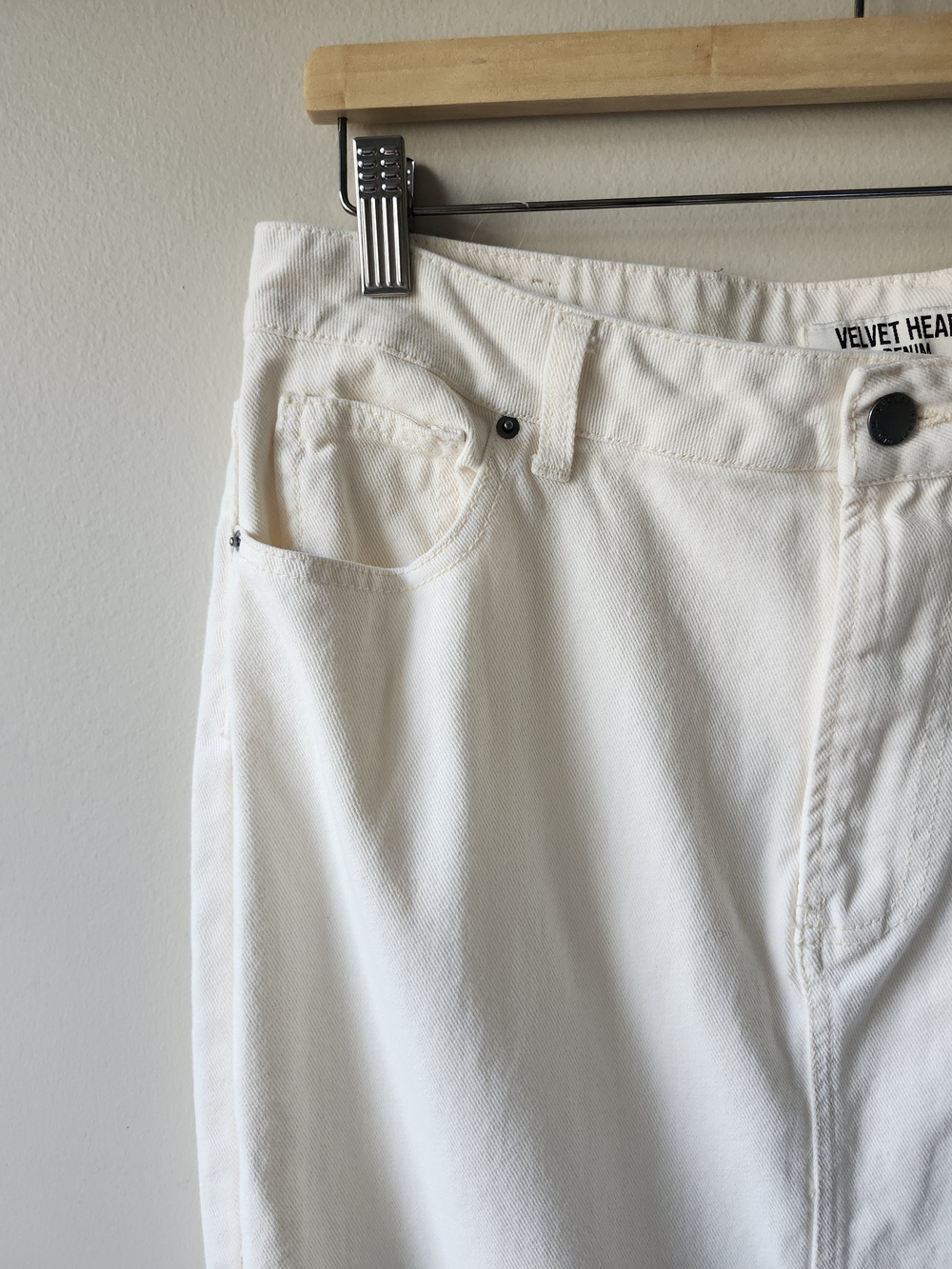 Velvet Heart White Denim Midi Skirt - Picture 3 of 9